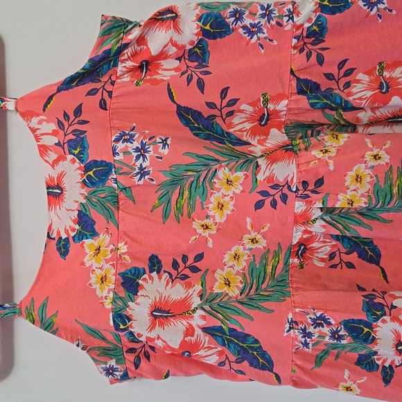 GAP Kids Girls Pink Tropical Floral Tiered Dress Size Small 6/7‎ Luau Cotton - Picture 3 of 13